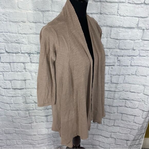 ANA open front 3/4 sleeve asymmetrical cut cardigan tan sz Small women - Picture 4 of 9